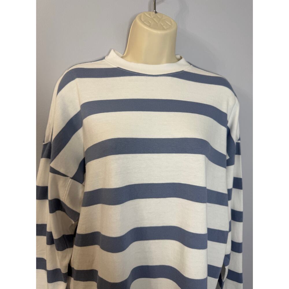 AYR The Early Mornings T-Shirt Long Sleeve Overcast Blue Striped Cotton Sz S - Picture 7 of 10